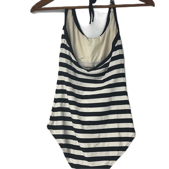 DKNY woman’s halter one piece black and white striped size 6 bathing suit - Picture 5 of 8